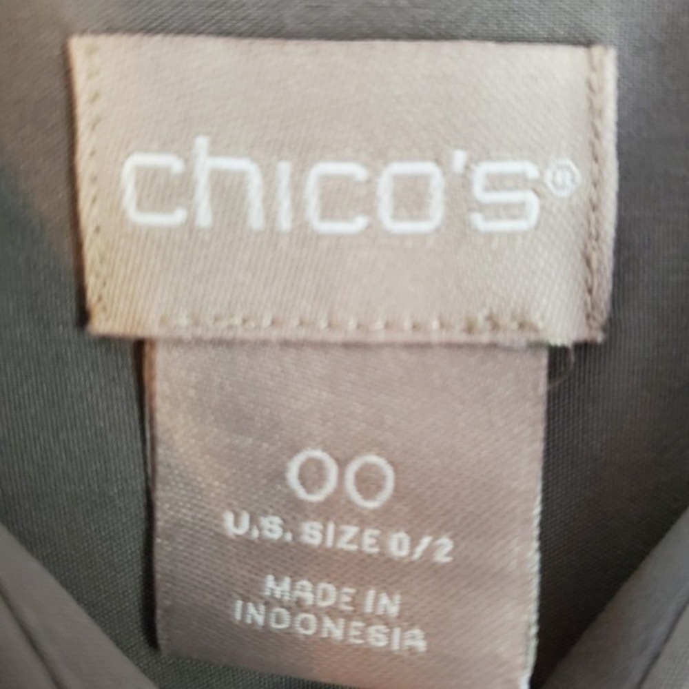 Chicos Womens XS Button Front Shirt  Long‎ Sleeve Pockets Utility Gray Modal - Picture 4 of 7